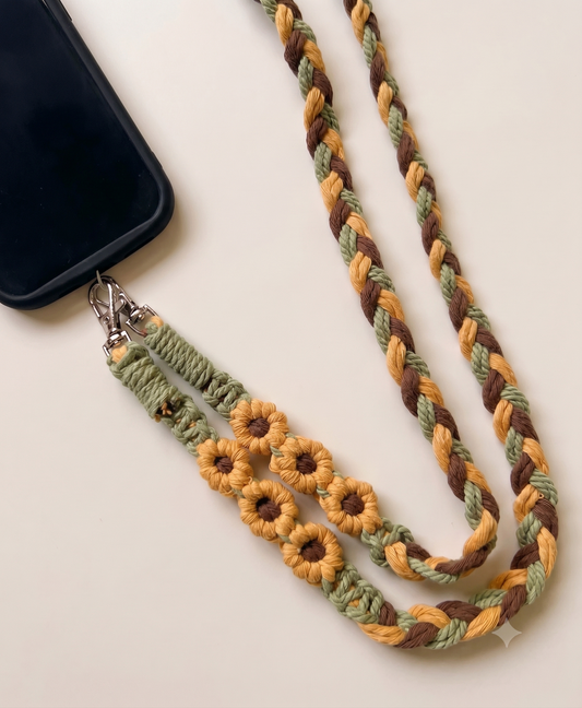 Macrame Mobile Lanyard - Sunflower Theme