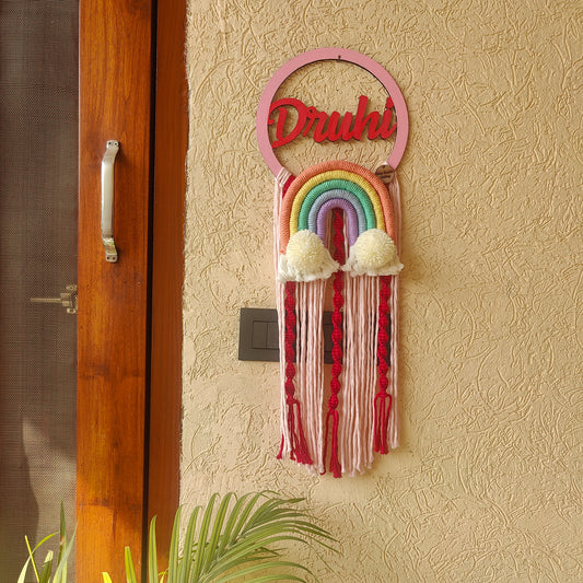 Macrame - Twisted hangings Circle Couple / Kids Name Plate