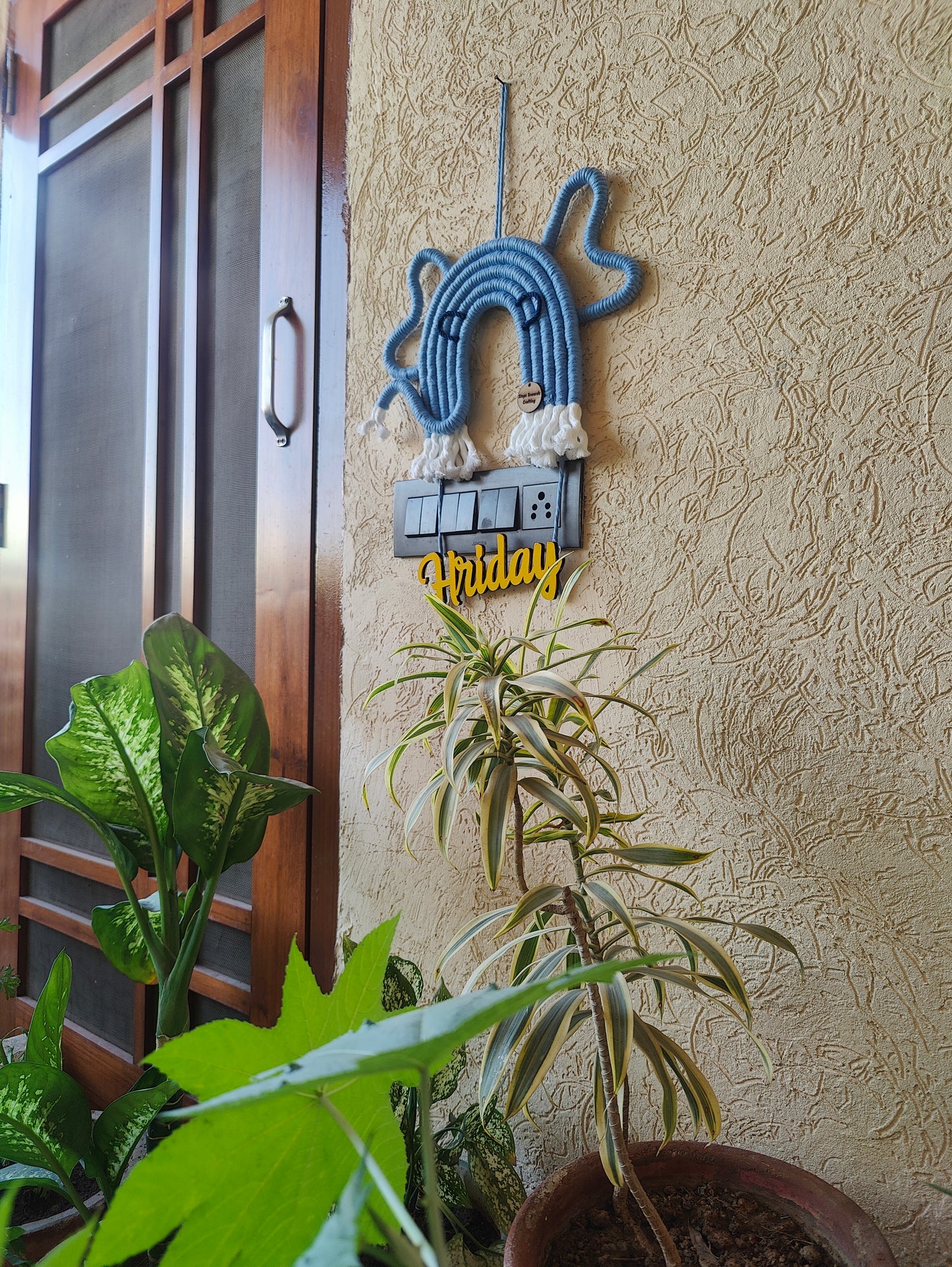 Handmade Macrame Elephant Nameplate - Nursery Wall Art