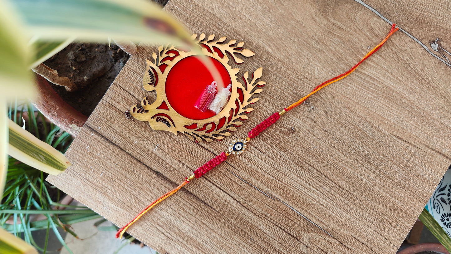 Eye shaped Evil Eye Macrame Rakhi
