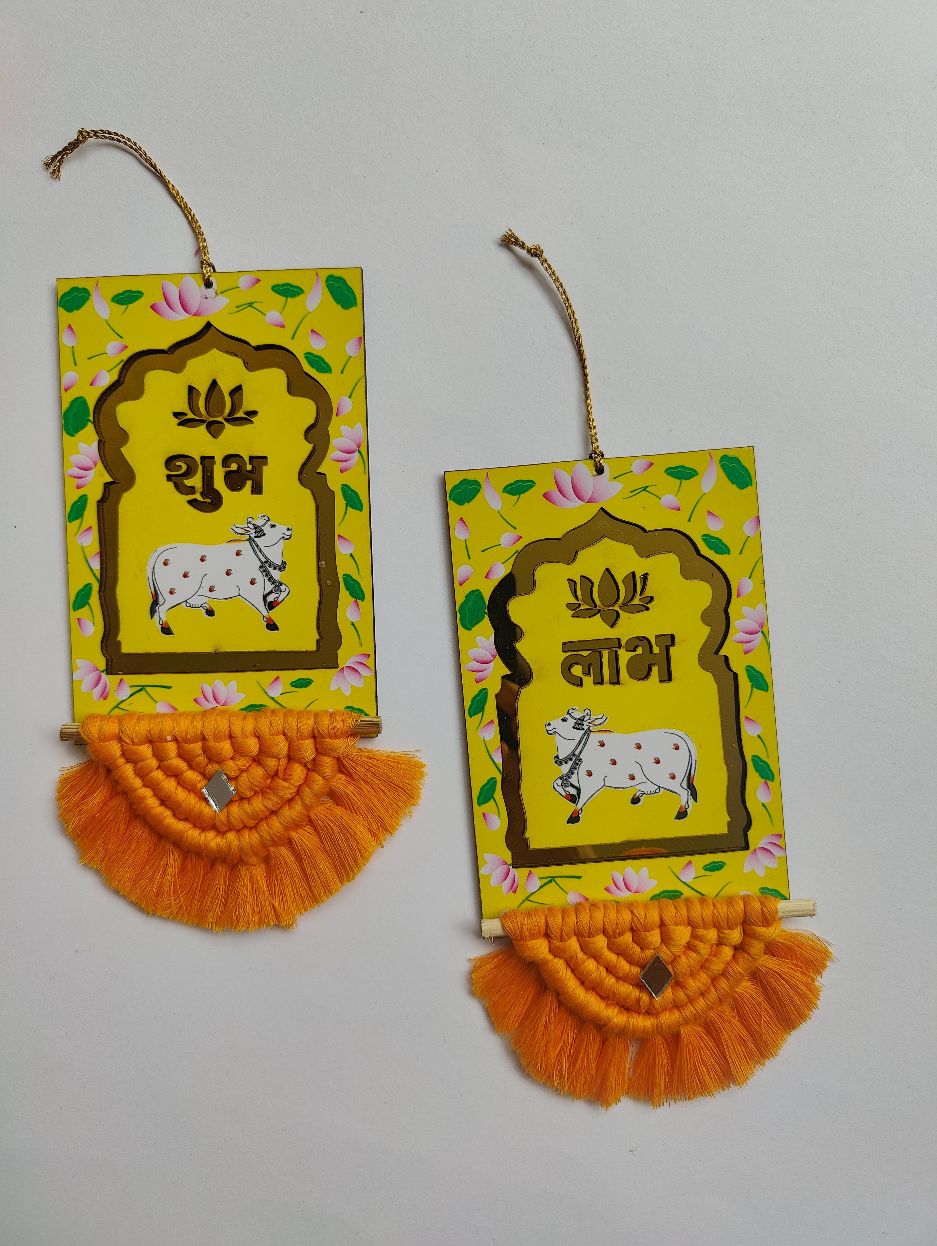 Yellow Shubh Laabh Pair with Pichwai Painting