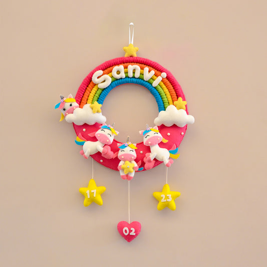 Felt - Rainbow Unicorn Theme nameplate for Kids