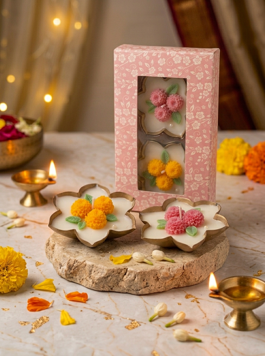 Phool Urli Candle - Marigold design (Set of 2)