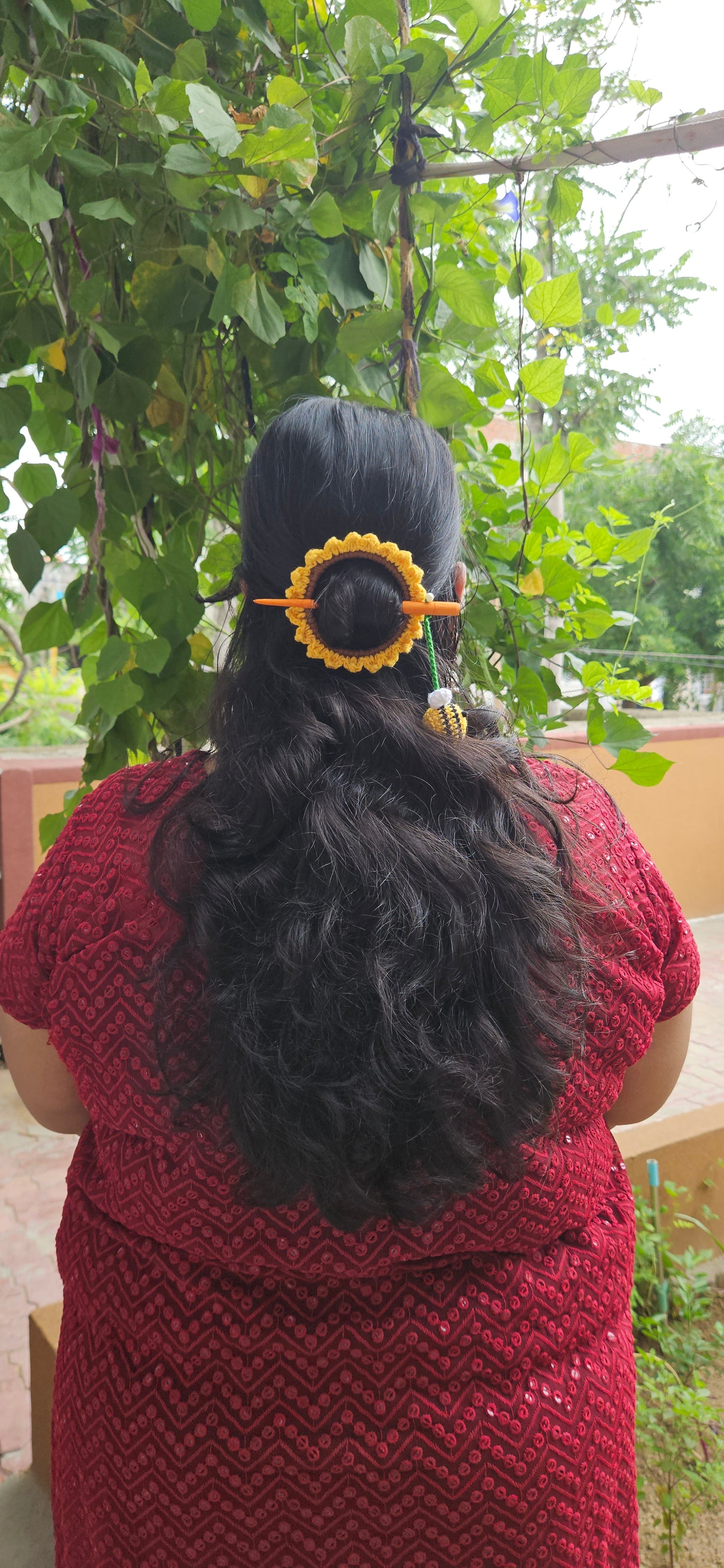Crochet Hair Bun Stick - Honey Bee
