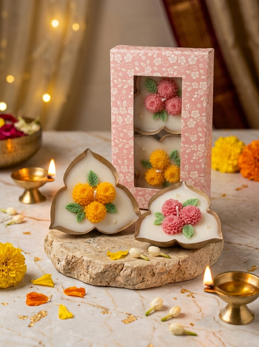 Tri-Deep Urli Candle - Marigold Design (Set of 2)