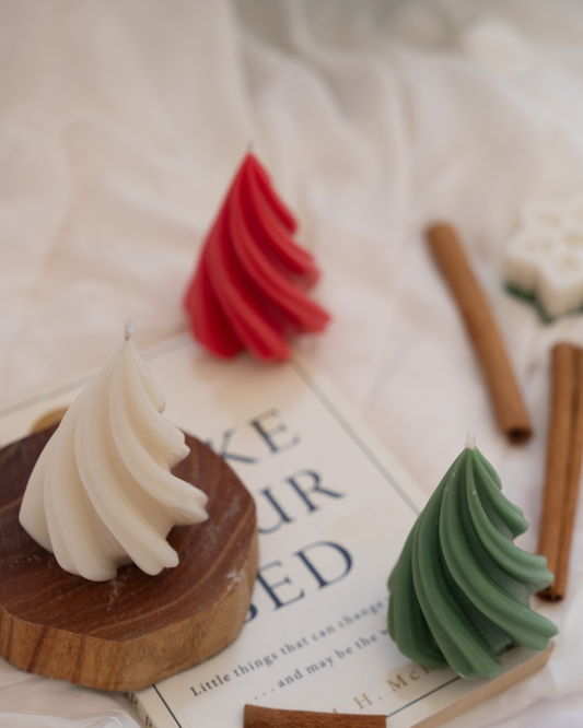 Swirl Christmas Tree Candles - Set of 3