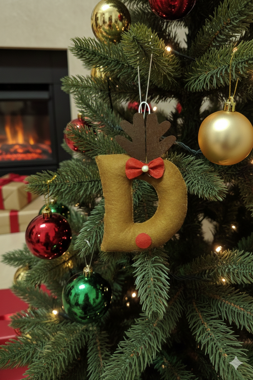 Felt Name Initial - Reindeer (Brown) Theme