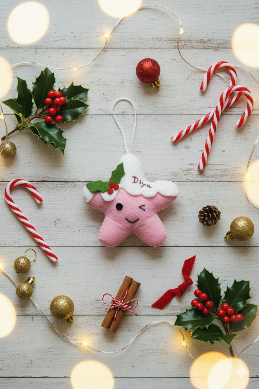 Felt Squinting Star Hanging