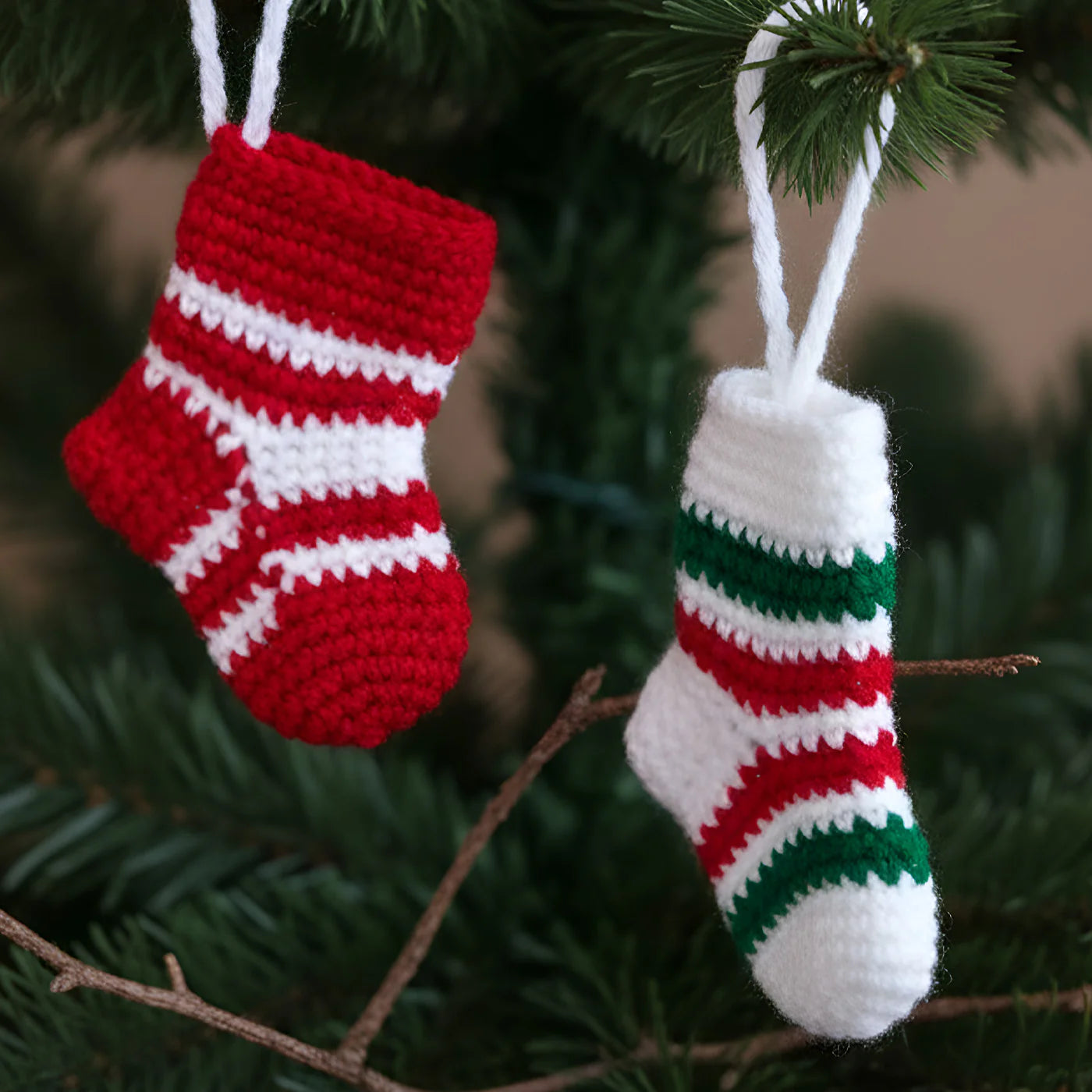 2pc | Handmade Crochet Socks Ornament For Christmas Decoration