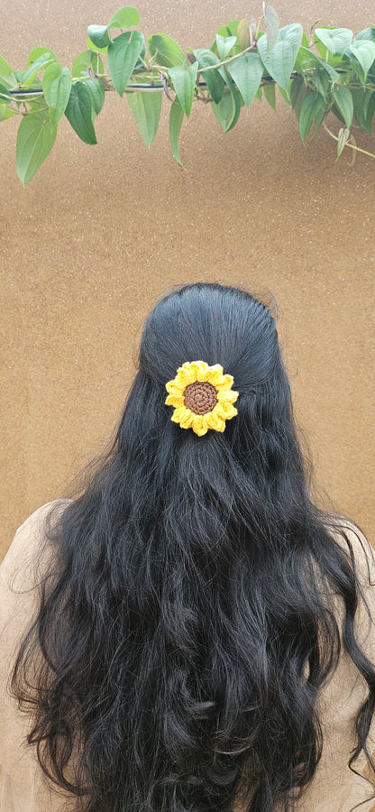 Crochet Hair Tie - Sunflower