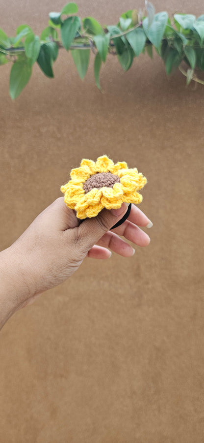 Crochet Hair Tie - Sunflower