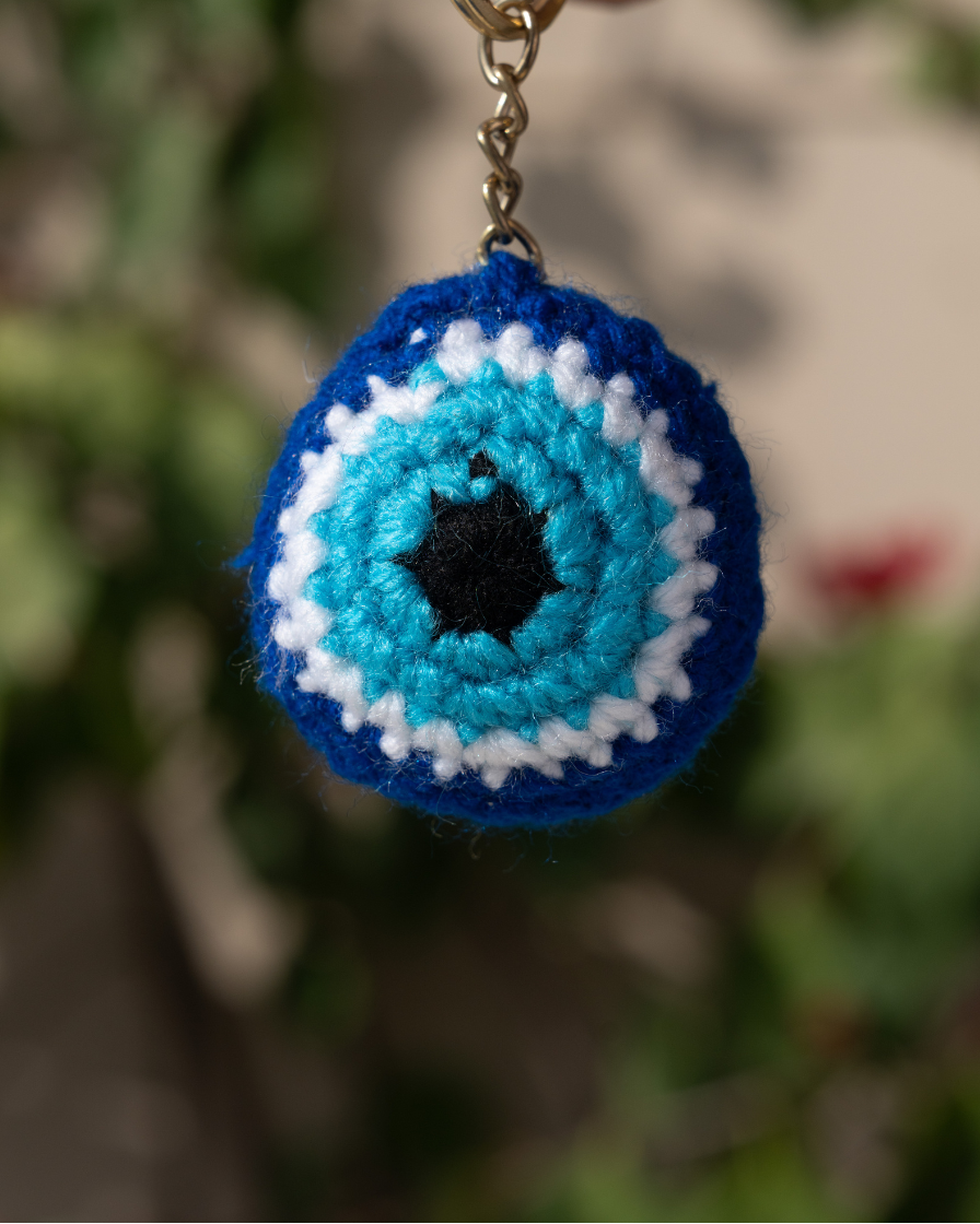 Crochet Evil Eye Keychain