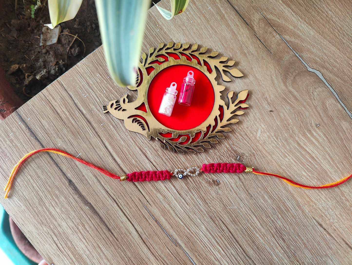 Infinity Stone Evil Eye Macrame Rakhi
