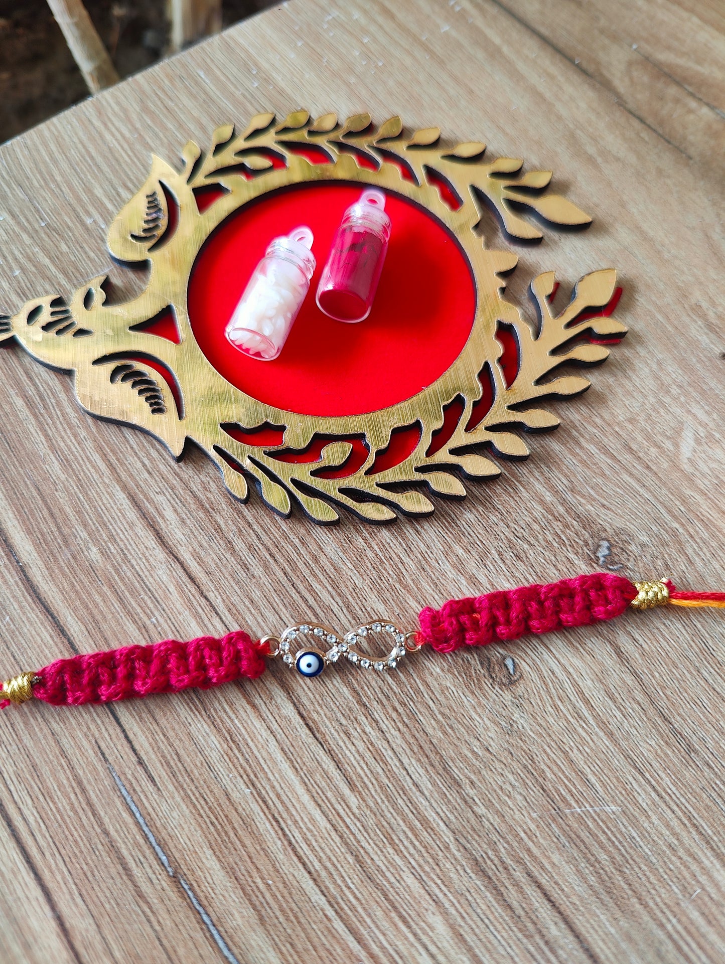 Infinity Stone Evil Eye Macrame Rakhi
