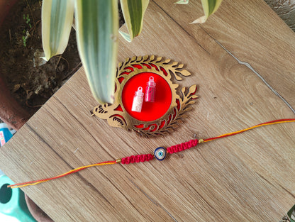 Royal Blue Evil Eye Macrame Rakhi