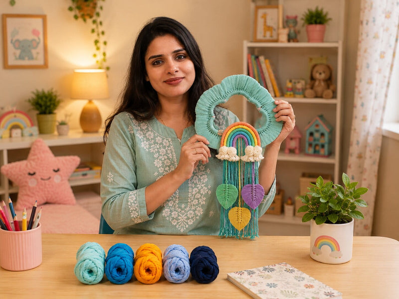 Macrame Cloud & Circle Nameplate