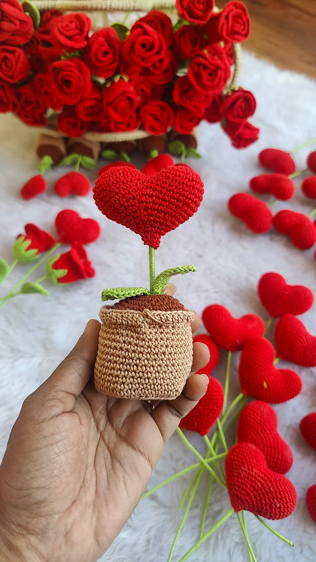 Crochet Heart in a Pot
