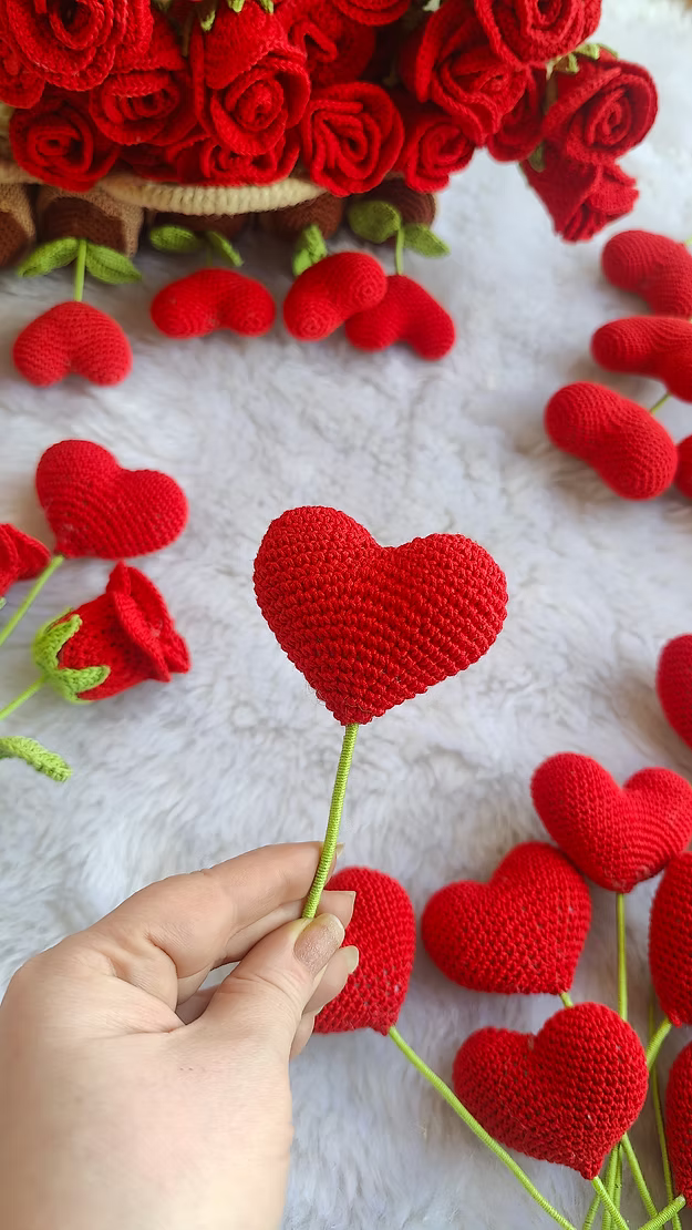 Crochet Heart Stick