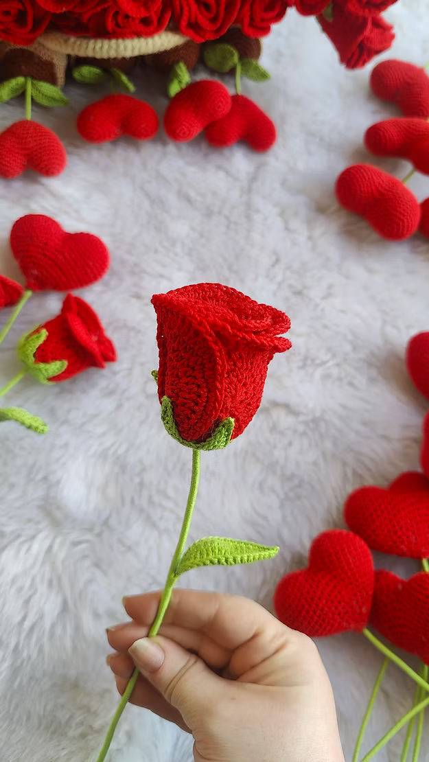 Crochet Layered Rose Stick
