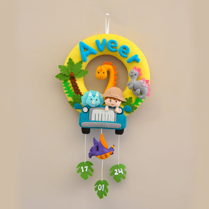 Felt - Dino World Safari Theme nameplate for Kids