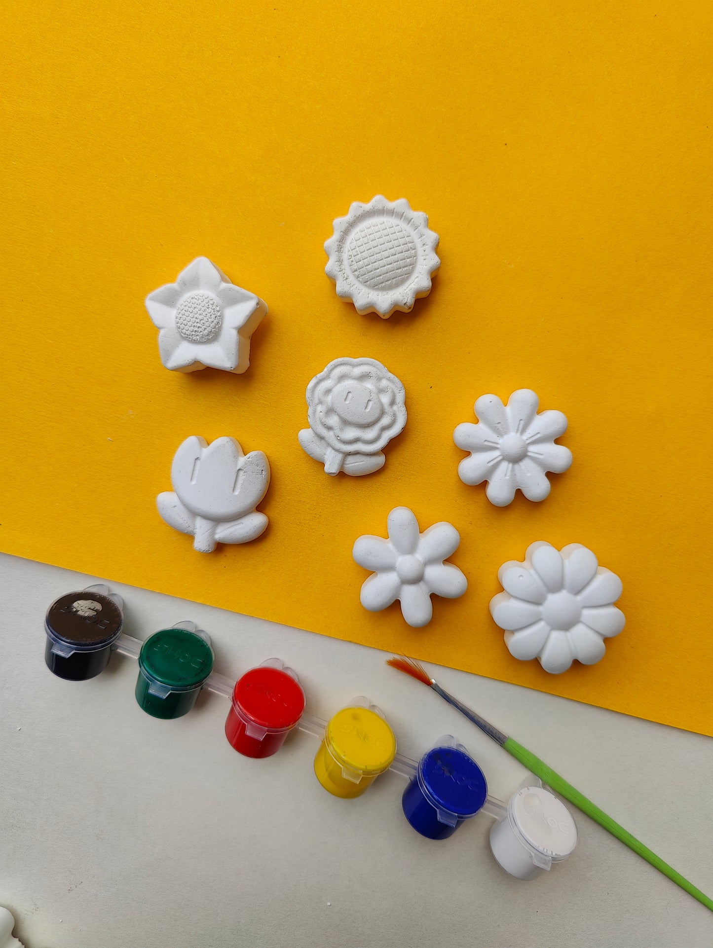DIY Concrete - Flowers theme Fridge Magnet Set