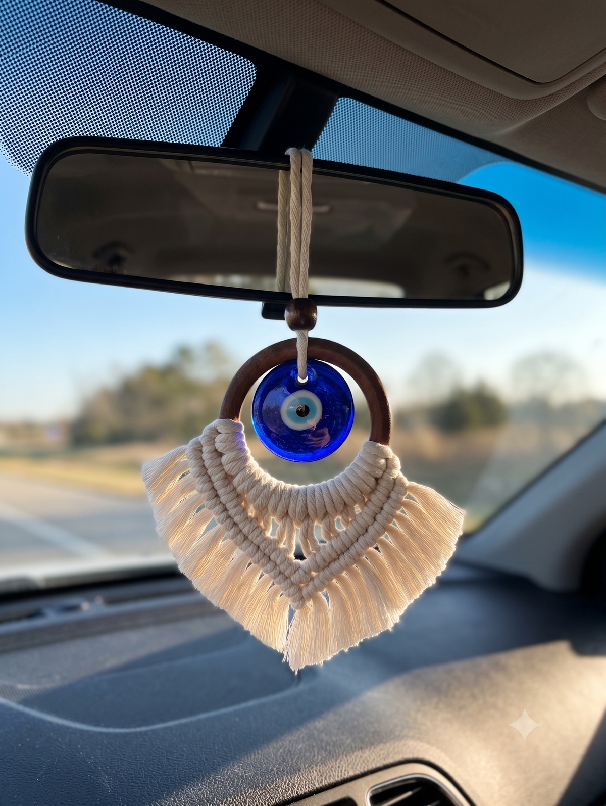 Macrame - Evil Eye Car Charm