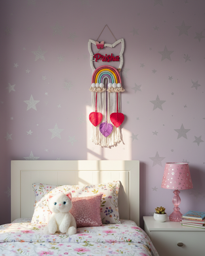 Macrame - Kids Nameplate Kitty Shape