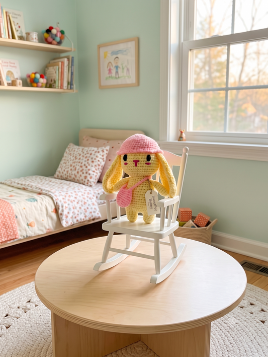 Crochet Plush Velvet Floppy-Ear Bunny with Cap and Hat