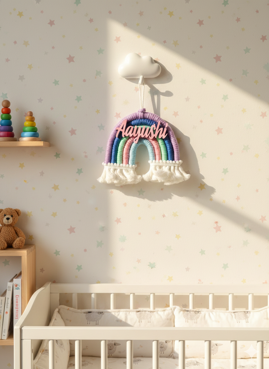 Macrame Nameboard - 5 Layer Mini Rainbow