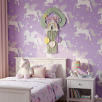 Macrame - Kids Name Plate Cloud with Unicorn Rainbow