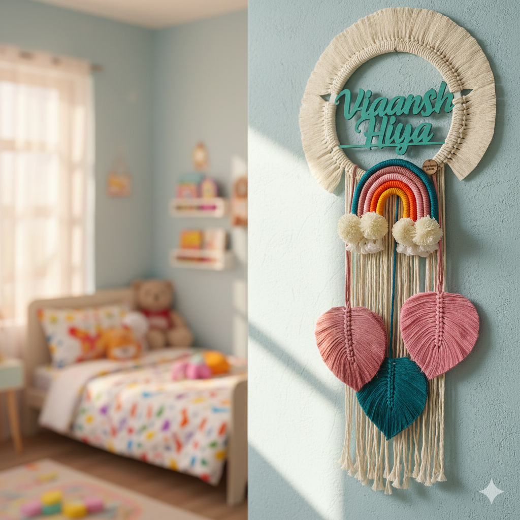 Macrame - Kids Name Plate Circle Shape