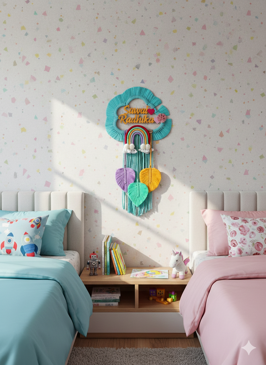 Macrame - Kids Name Plate Cloud Shape