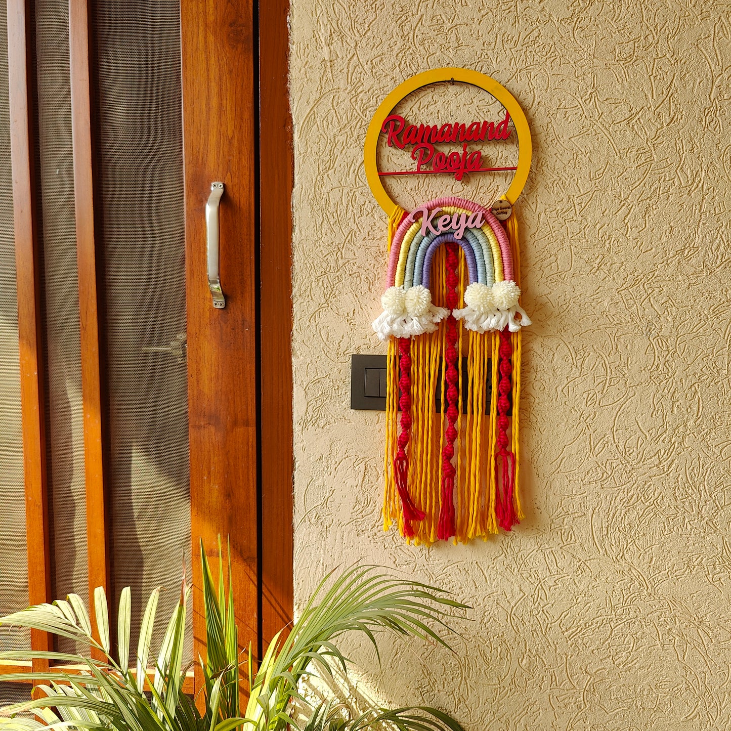 Macrame -  Twisted hangings Circle Couple / Kids Name Plate