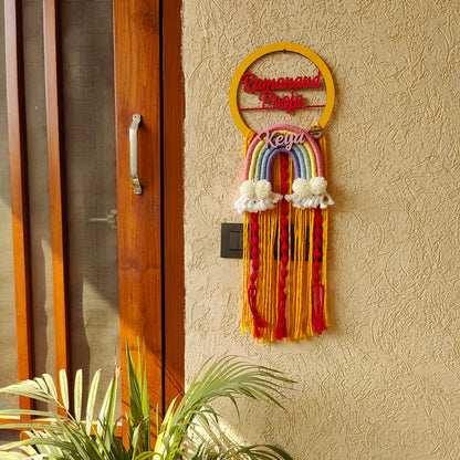 Macrame -  Twisted hangings Circle Couple / Kids Name Plate