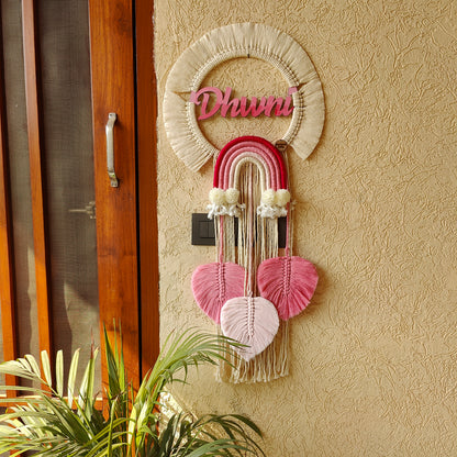 Handmade Macrame Kids Name Plate - Customizable Cloud Shape Wall Decor