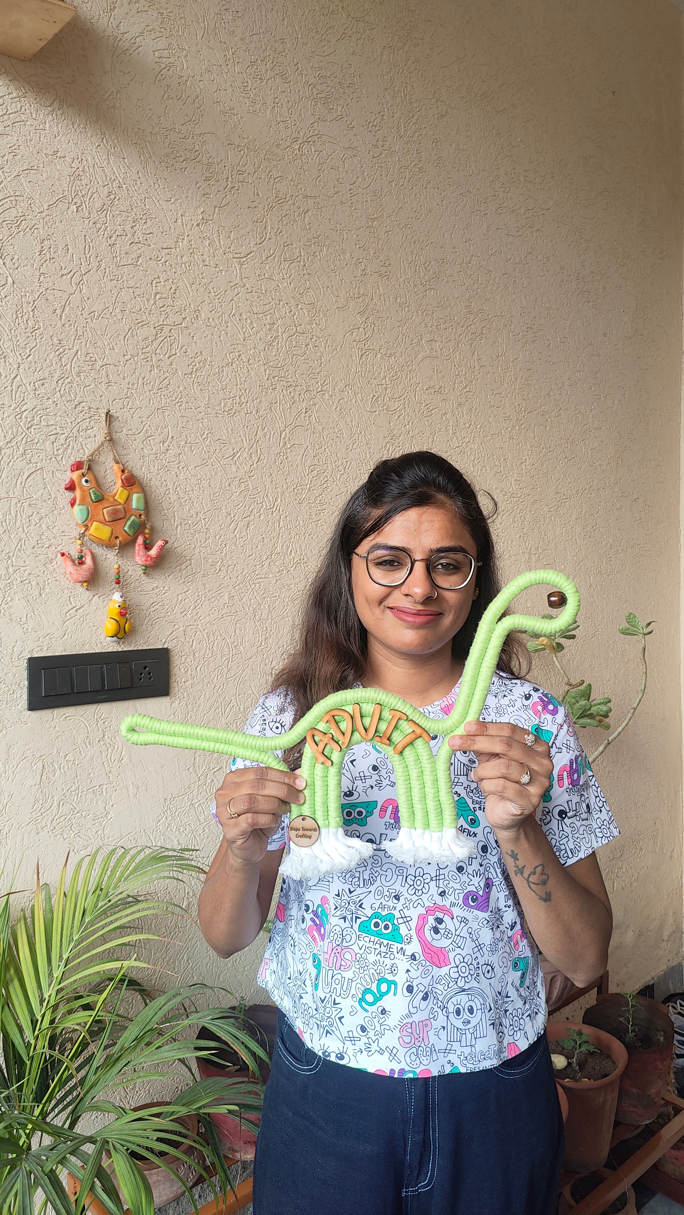 Macrame Dinosaur - Nameboard