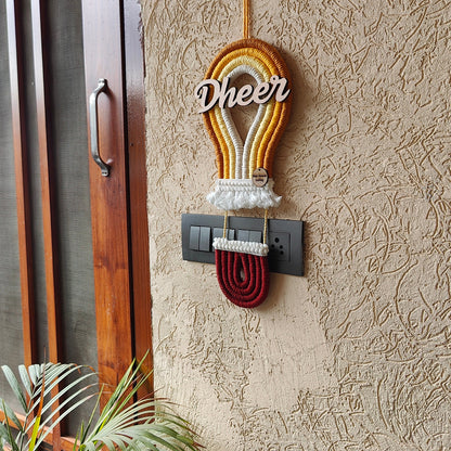 Handmade Macrame Hot Air Balloon Nameplate - Kids Room