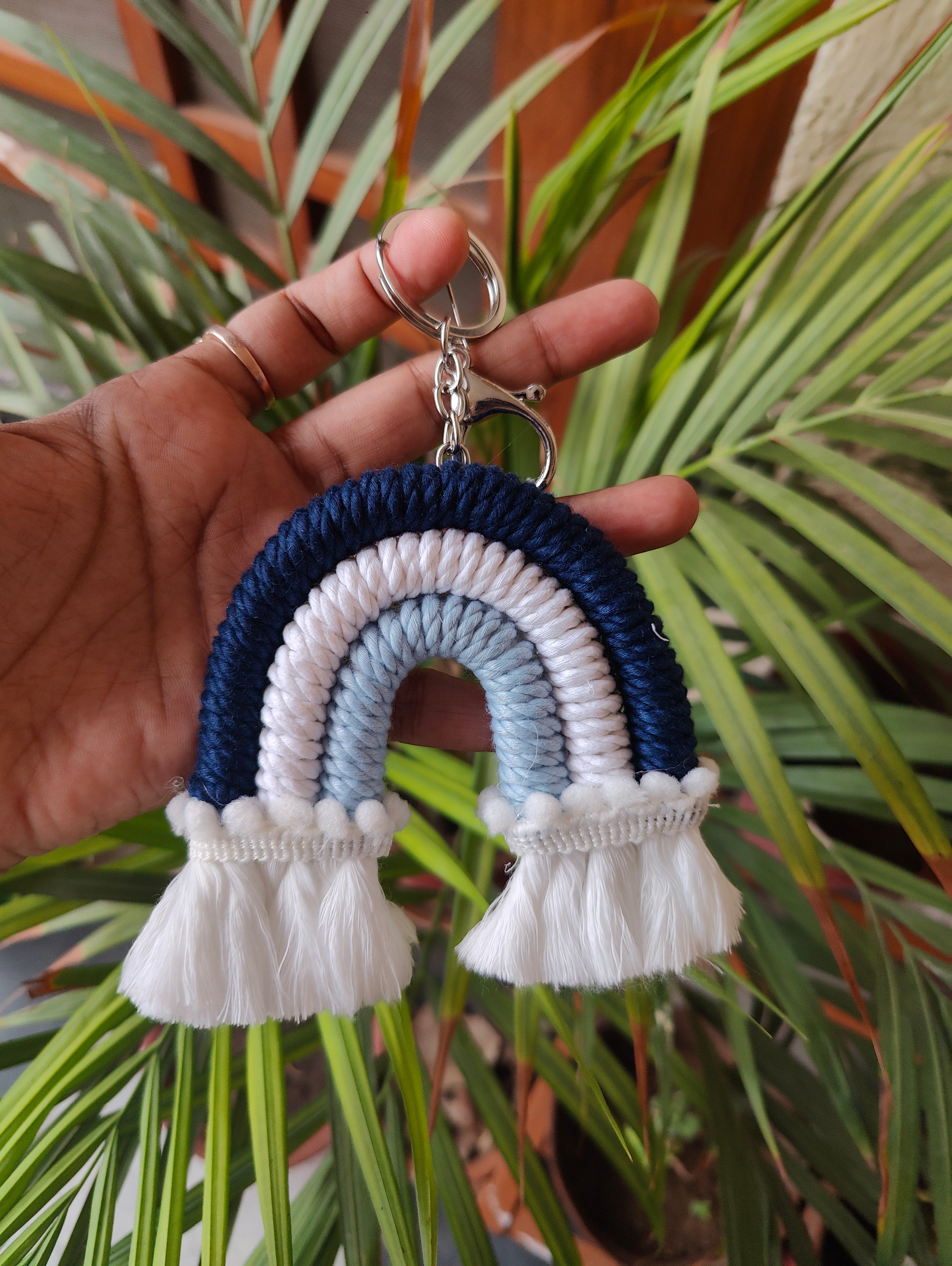 Macrame 3 layer Rainbow Keychain / Bag Charm