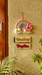 Macrame 7 Layer Rainbow hanging w/ butterfly