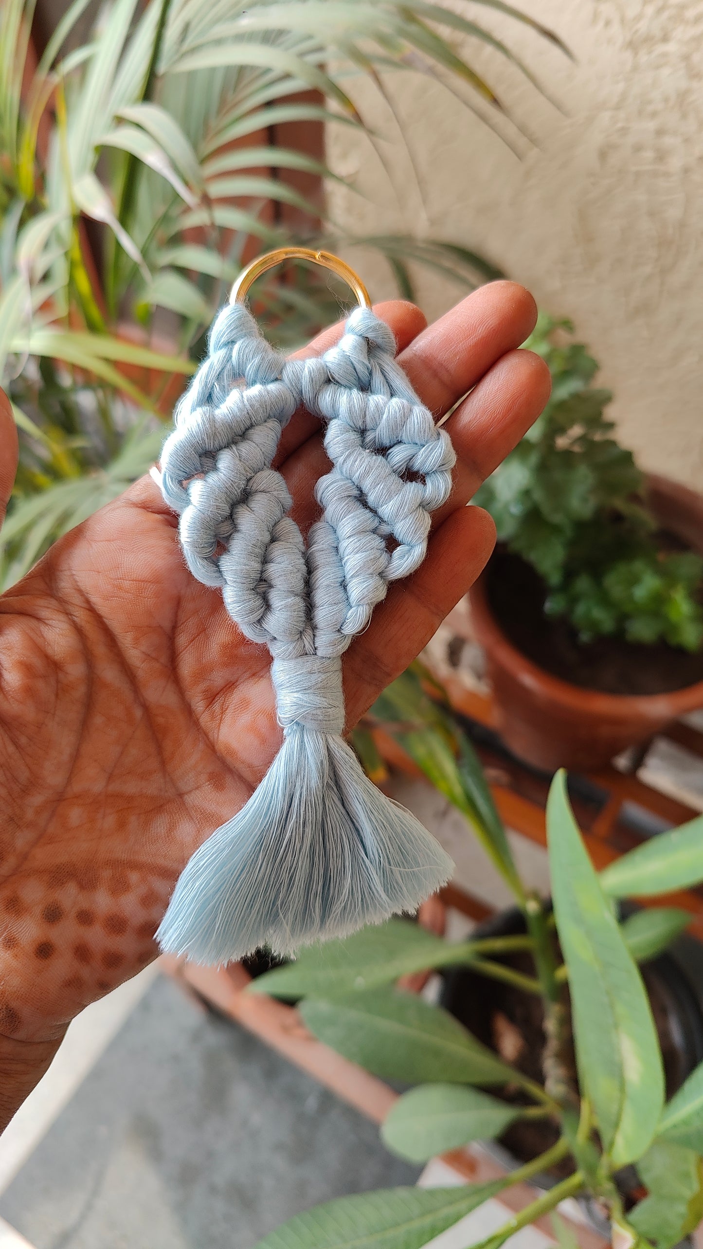 Handmade Macrame Fishtail Keychain - Boho Bag Charm