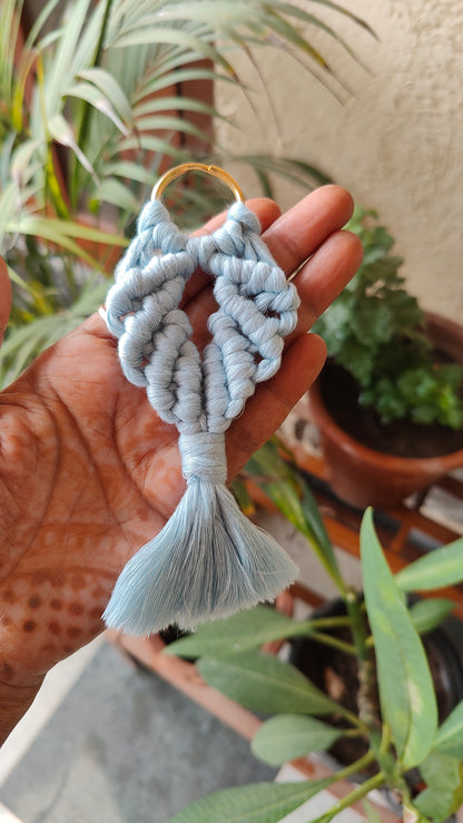 Handmade Macrame Fishtail Keychain - Boho Bag Charm