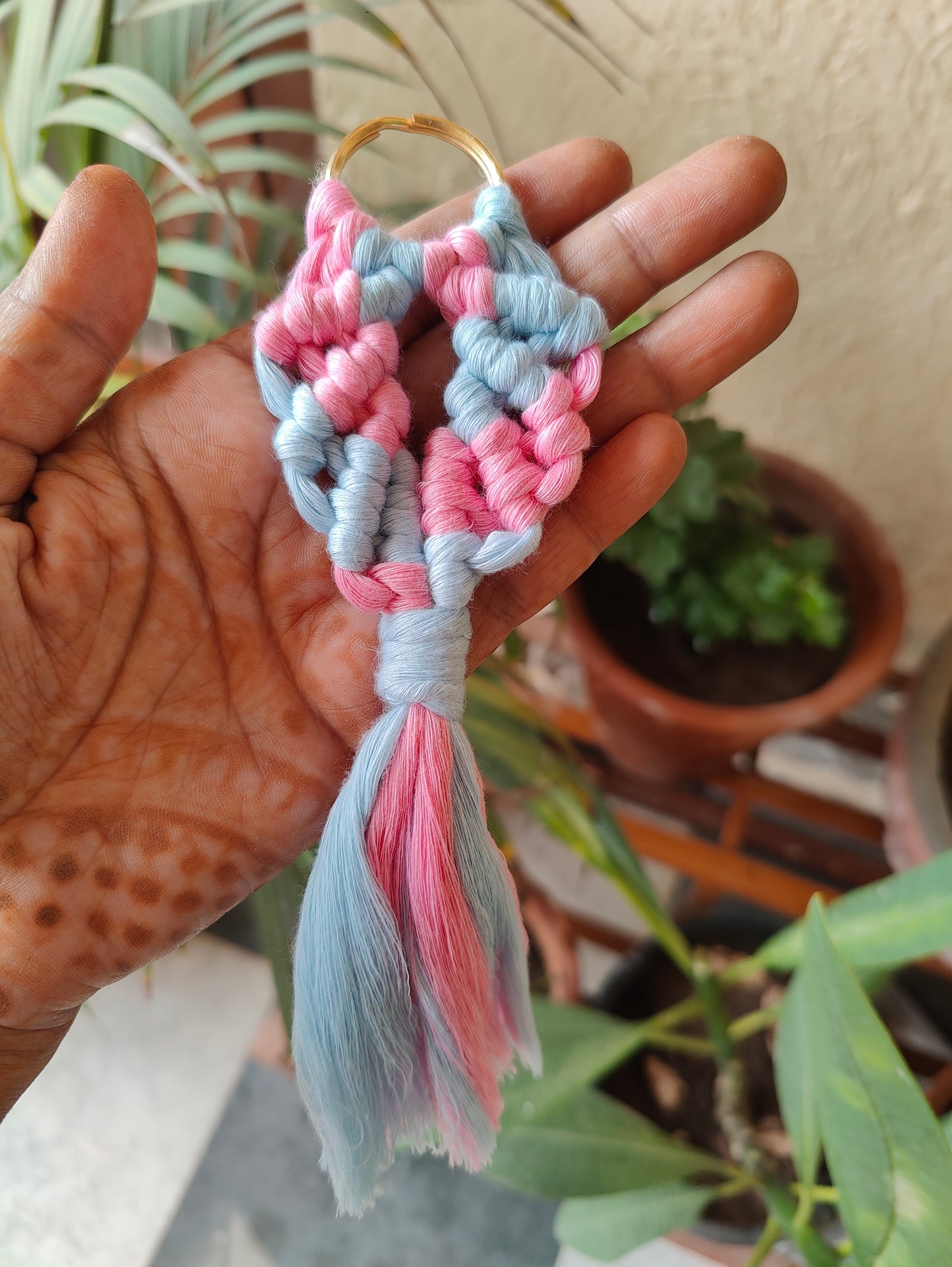 Handmade Macrame Fishtail Keychain - Boho Bag Charm