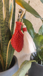 Macrame Leaf with Tassel Keychain