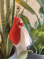 Macrame Leaf with Tassel Keychain