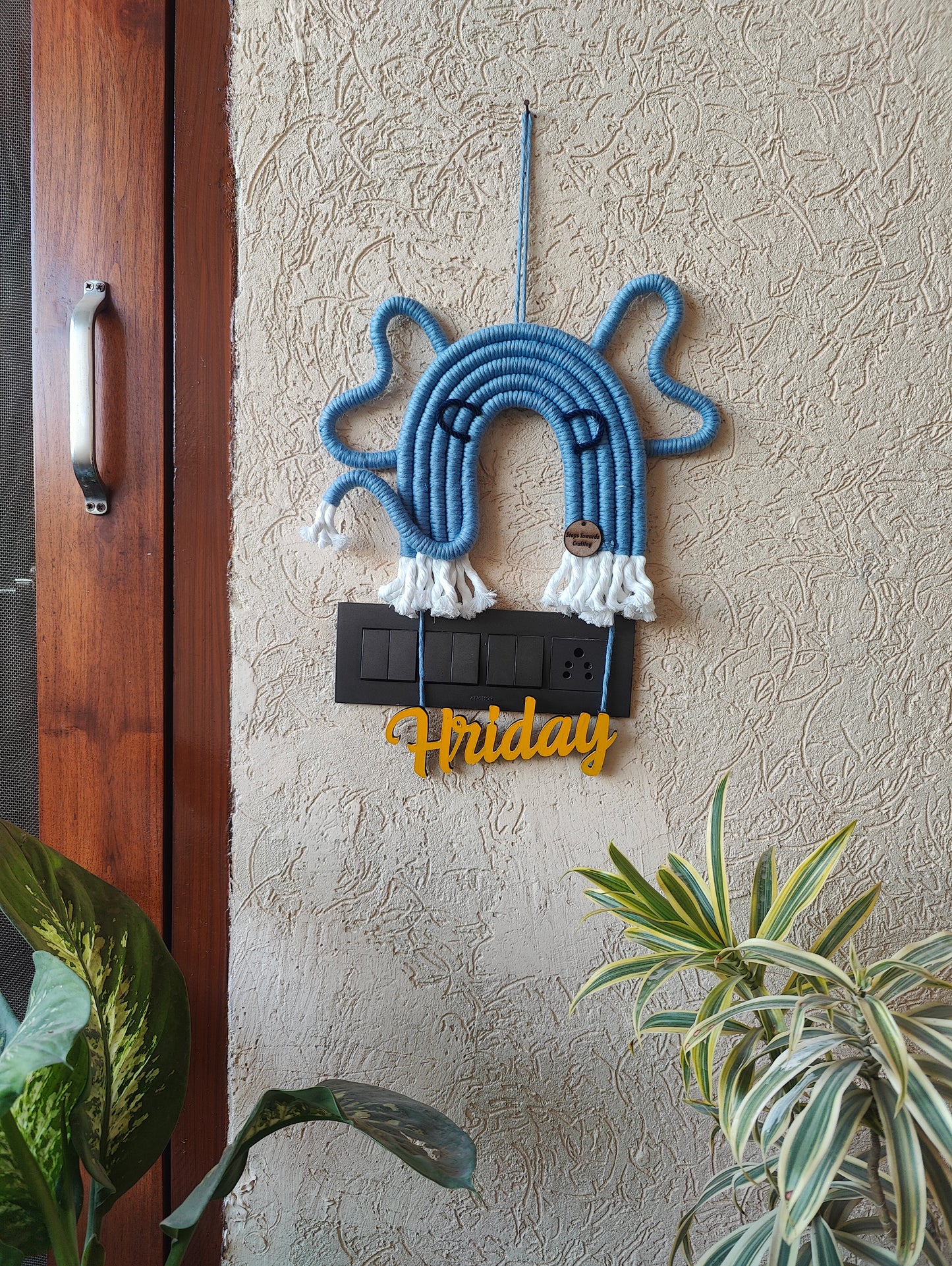 Handmade Macrame Elephant Nameplate - Nursery Wall Art