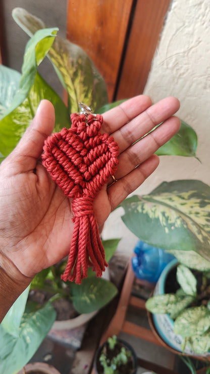 Handmade Macrame Heart Keychain - Boho Bag Charm Style 2
