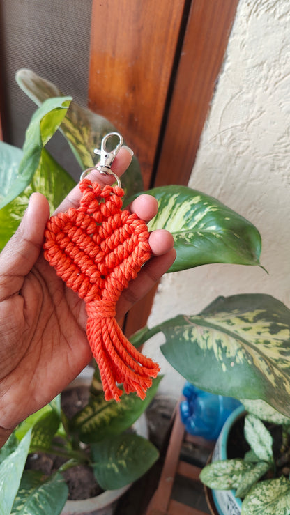 Handmade Macrame Heart Keychain - Boho Bag Charm Style 2