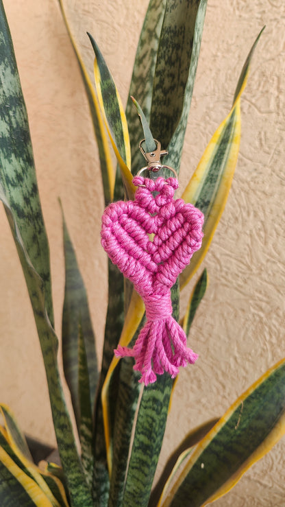 Handmade Macrame Heart Keychain - Boho Bag Charm Style 2