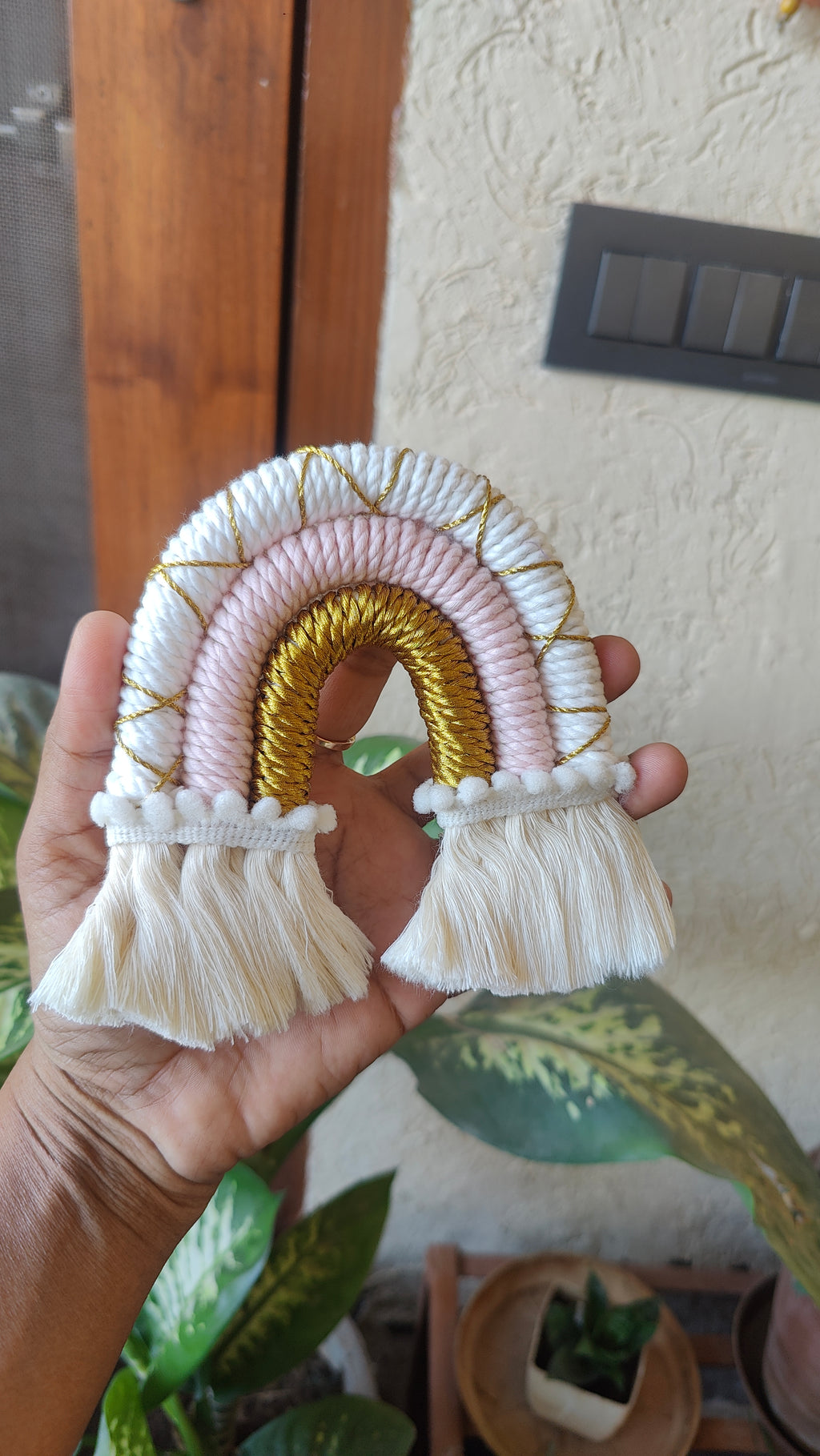 Macrame 3 layer Rainbow Keychain / Bag Charm