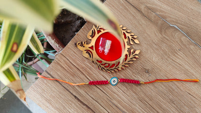Sky Blue Evil Eye Macrame Rakhi